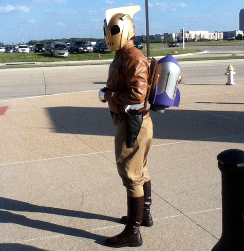 Curtis in his Dave Stevens Rocketeer costume. He did a great job on it all, but that rocket pack is tops!